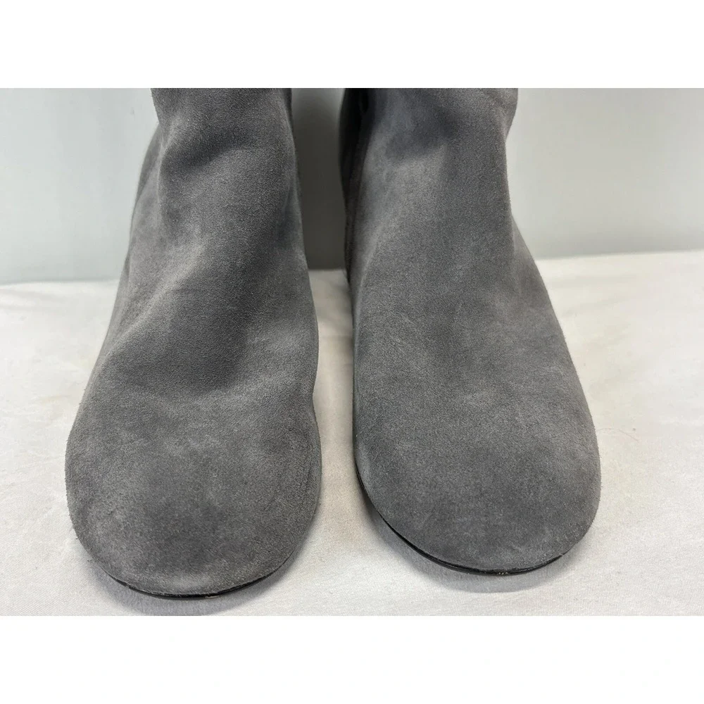 Clarks Gray Barley Ray Suede Over the Knee Boots Size 7.5 Zipper Chunky Heel